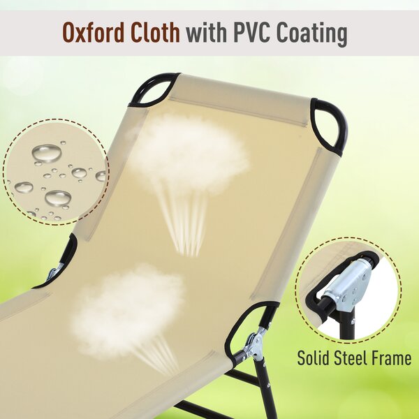 Outsunny Reclining Lounger: Foldable, 5-Position Backrest, Portable & Lightweight, Beige Aosom UK