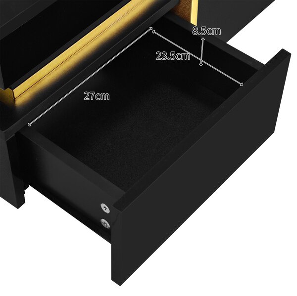 High-Gloss Coffee Table with Accents, Drawers and Practical Storage, Side Table Ideal for Modern Elegance, 70L x 70W x 35.5H cm, Black Aosom UK