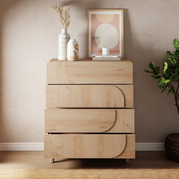 Aldo 4 Drawer Chest, Light Oak