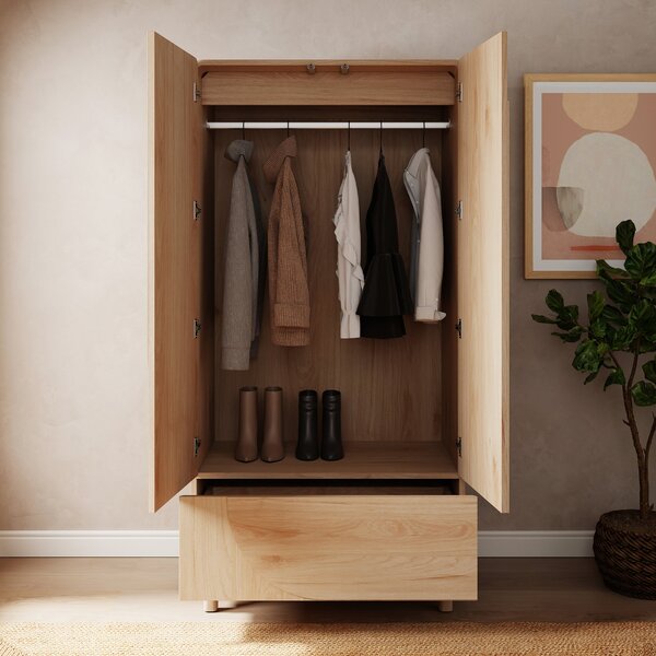 Aldo Double Wardrobe, Light Oak