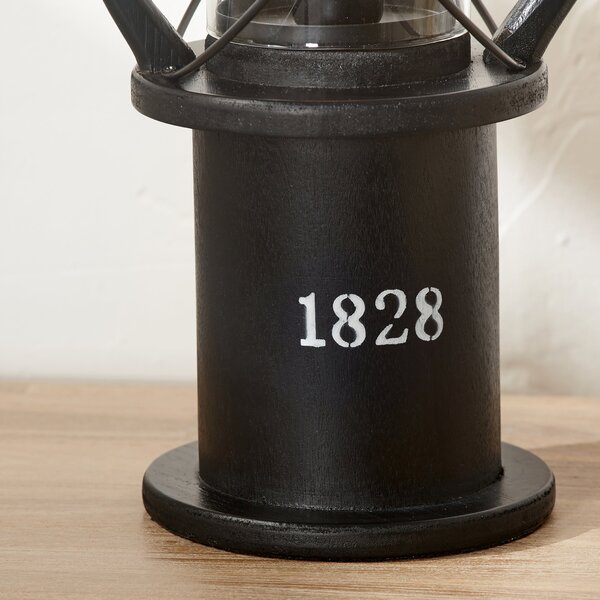 Gibson Black Wood Lantern Table Lamp