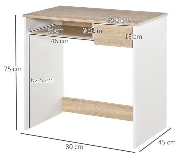HOMCOM Compact Computer Table with Keyboard Tray Drawer Study Office Working Gaming Writing Desk, Oak Colour Aosom UK