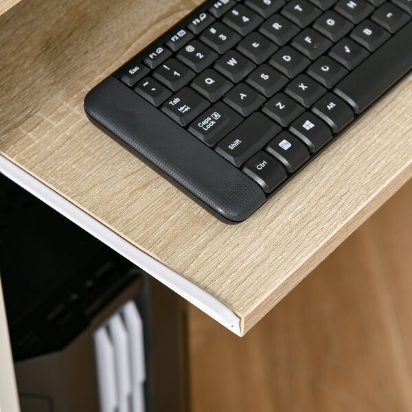 HOMCOM Compact Computer Table with Keyboard Tray Drawer Study Office Working Gaming Writing Desk, Oak Colour Aosom UK