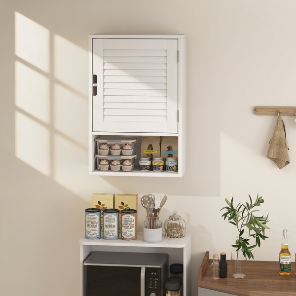 HOMCOM Bathroom Cabinet, Wall Mounted Storage Cabinet with Adjustable Shelves, 40 x 20 x 60 cm, White