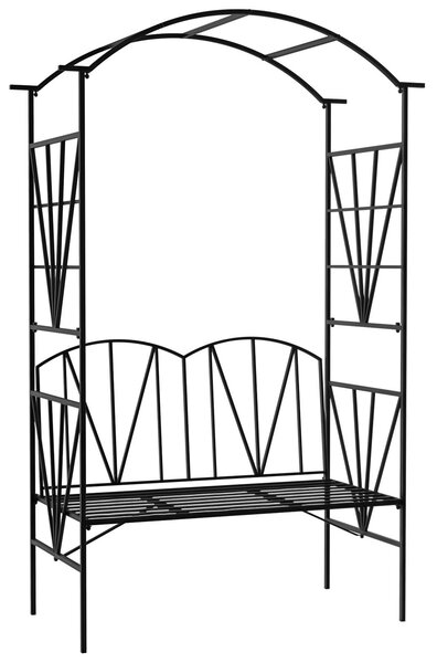 Outsunny Garden Bench, 2 Seater Outdoor Patio Bench, Metal Garden Loveseat with Arch for Vines and Climbing Plants, Black