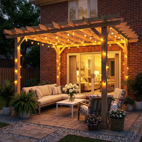 Outsunny 3.6x3.6m Wooden Garden Pergola Kit, Heavy-Duty Outdoor Grape Trellis Gazebo Arch, Stable Solid Wood Construction, Dark Brown Aosom UK