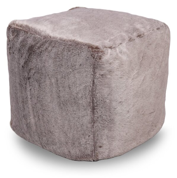 Kaikoo Grey Faux Fur Beanbag Cube