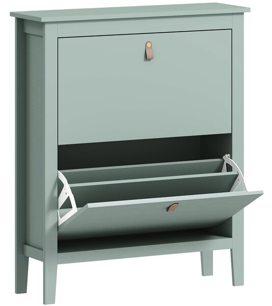 HOMCOM Modern Two-Drawer Shoe Cabinet - Green