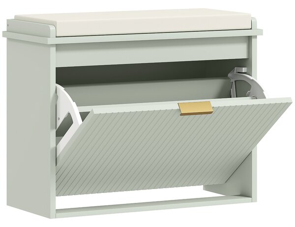 HOMCOM Elegant Six Shoe Bench, with Top Seat - Green