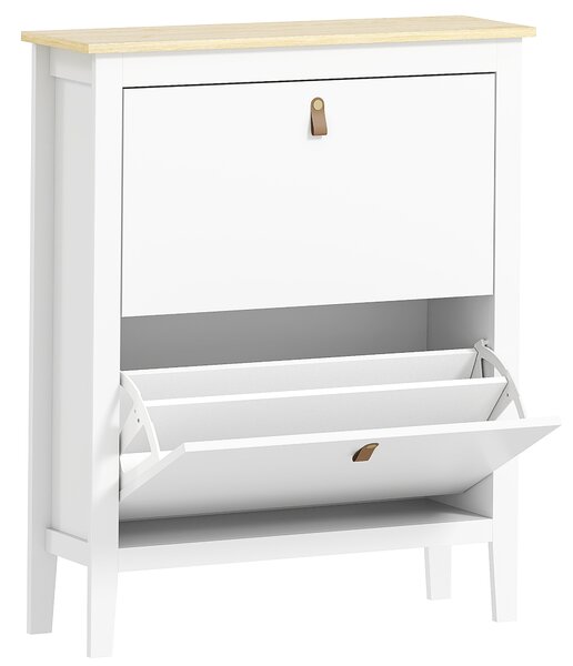 HOMCOM Modern Two-Drawer Shoe Cabinet - White