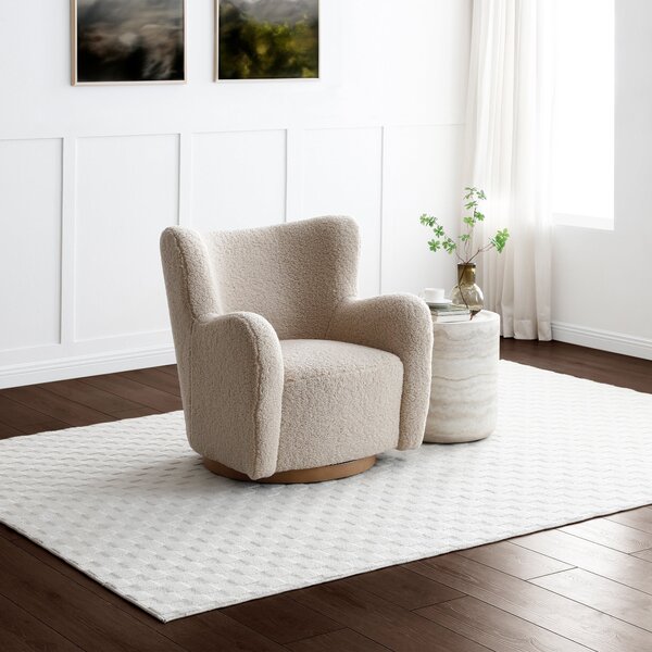 Theo Natural Borg Swivel Armchair