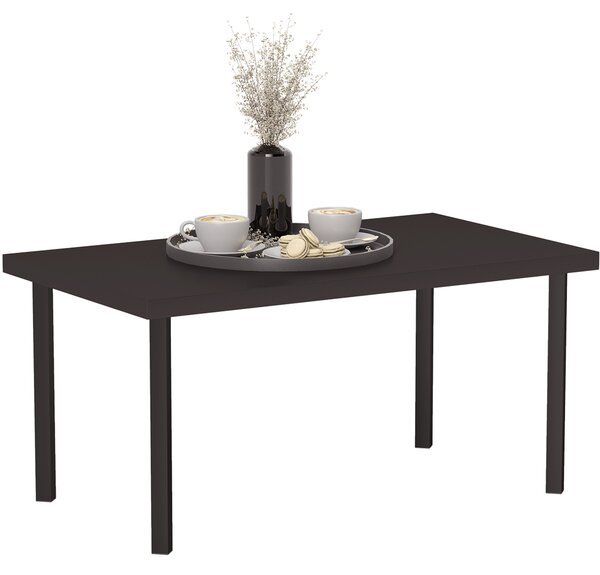 Outsunny Metal Garden Coffee Table, Rectangular Outdoor Side Table with Woodgrain Tabletop, Foot Pads for Outside, Garden, Balcony, Porch, 95 x 55 x 46cm, Brown