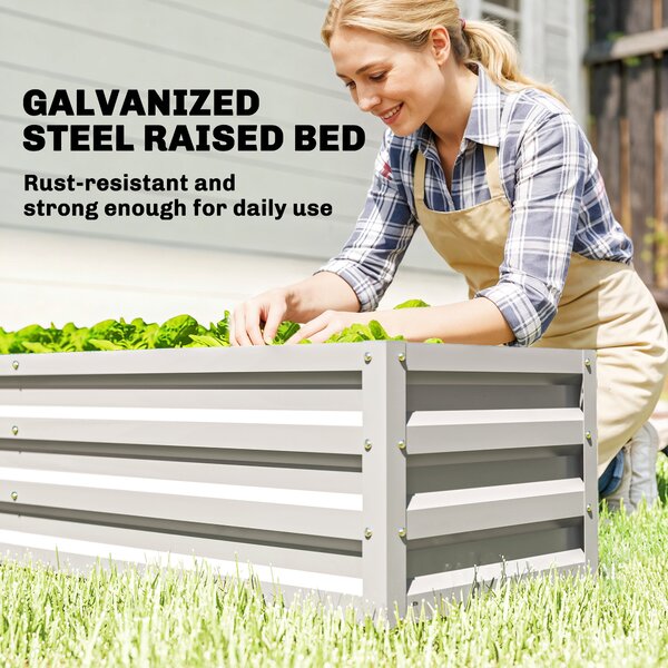 Outsunny Mini Greenhouse with Raised Garden Bed, Galvanised Walk-in Greenhouse with Roll Up Windows, 56" x 56" x 75", White