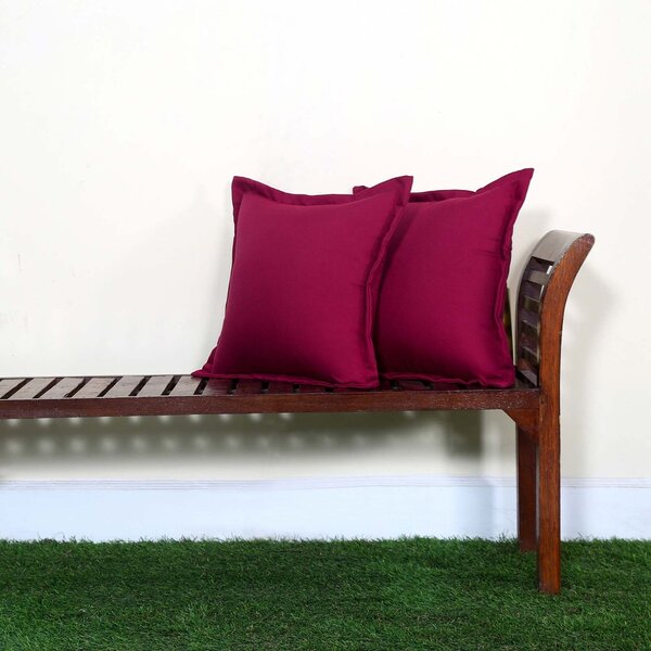 Homescapes Burgundy Plain Outdoor Cushion 45 x 45 cm, Set of 2