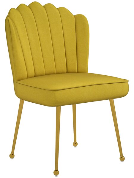 HOMCOM Velvet-Feel Shell Accent Chair - Yellow Aosom UK