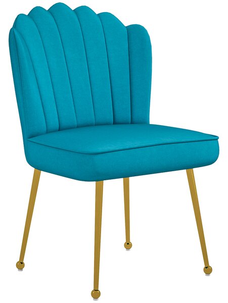 HOMCOM Velvet-Feel Shell Accent Chair - Blue Aosom UK