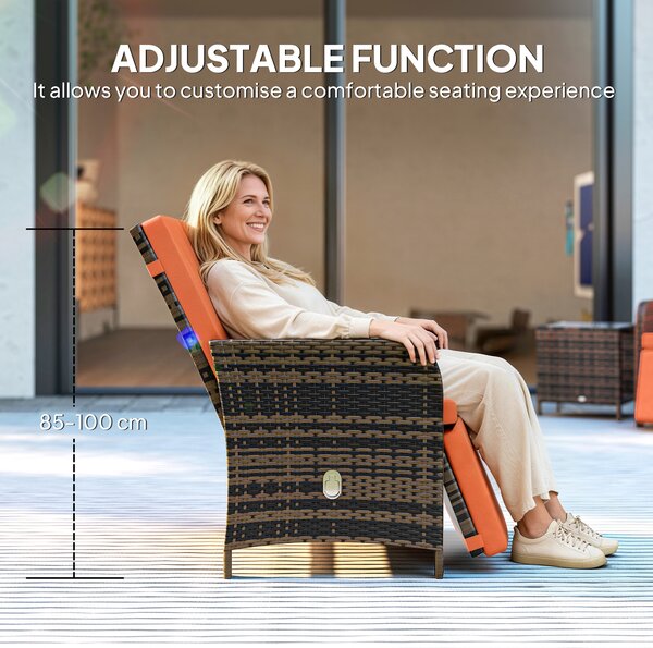 Outsunny 3 Pieces Rattan Bistro Set Balcony Furniture with Cushions, Storage Function - Orange