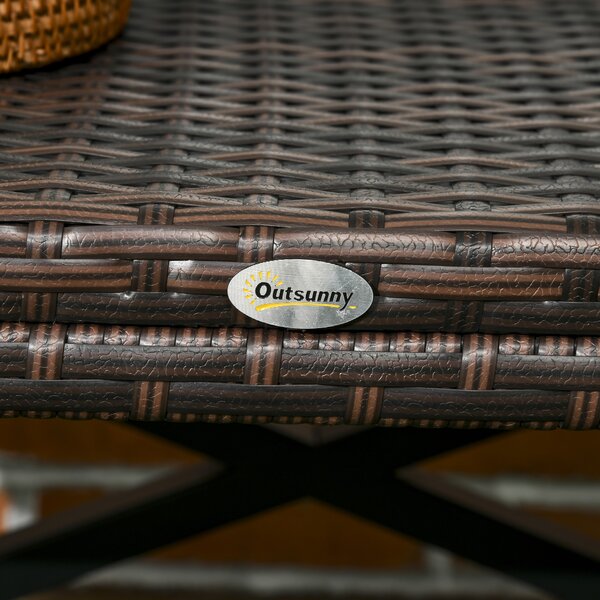 Outsunny PE Rattan Garden Side Table, Outdoor Coffee Table with X-Shape Frame, Mixed Brown