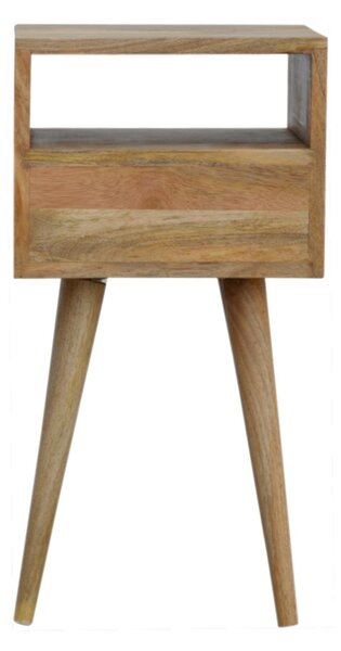 Solid Wood Mini Bedside Table with Drawer and Open Slot for Storage, Handcrafted Desk with Oak-effect Finish, 30L x 30W x 57H cm, Brown Aosom UK