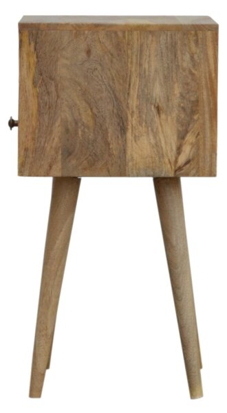 Solid Wood Mini Bedside Table with Drawer and Open Slot for Storage, Handcrafted Desk with Oak-effect Finish, 30L x 30W x 57H cm, Brown Aosom UK