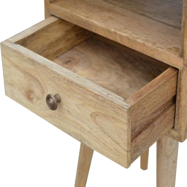 Solid Wood Mini Bedside Table with Drawer and Open Slot for Storage, Handcrafted Desk with Oak-effect Finish, 30L x 30W x 57H cm, Brown Aosom UK