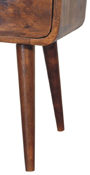 100 % Solid Mango Wood Mini Bedside Table with Drawer and Open Shelf, Hand-Finished Desk with Unique Grain, 30L x 30W x 55H cm, Brown Aosom UK