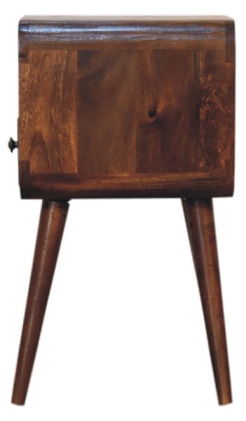 100 % Solid Mango Wood Mini Bedside Table with Drawer and Open Shelf, Hand-Finished Desk with Unique Grain, 30L x 30W x 55H cm, Brown Aosom UK