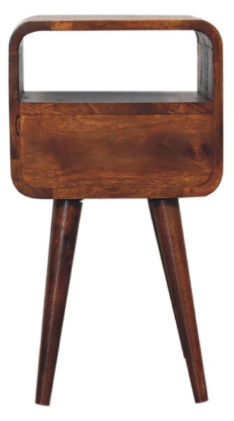 100 % Solid Mango Wood Mini Bedside Table with Drawer and Open Shelf, Hand-Finished Desk with Unique Grain, 30L x 30W x 55H cm, Brown Aosom UK