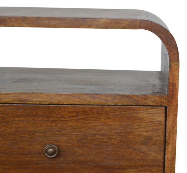 100% Solid Mango Wood Bedside Cabinet with 2 Smooth‑Gliding Drawers, 2 Open Slots, Table for Organised Storage, 35L x 40W x 55H cm, Brown Aosom UK