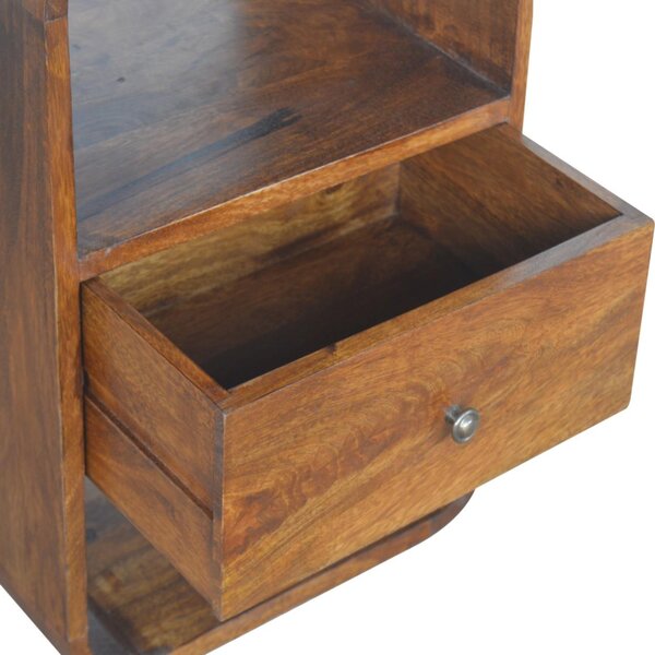 100% Solid Mango Wood Bedside Cabinet with 2 Smooth‑Gliding Drawers, 2 Open Slots, Table for Organised Storage, 35L x 40W x 55H cm, Brown Aosom UK