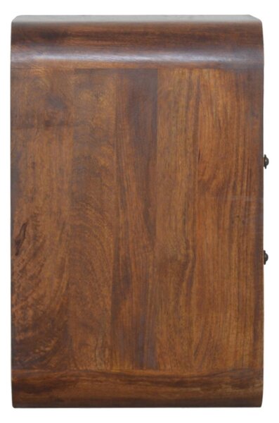 100% Solid Mango Wood Bedside Cabinet with 2 Smooth‑Gliding Drawers, 2 Open Slots, Table for Organised Storage, 35L x 40W x 55H cm, Brown Aosom UK