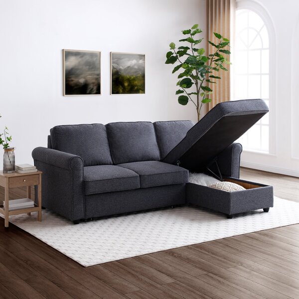 Kayden Fabric Traditional Scroll Arm Corner Sofa Bed