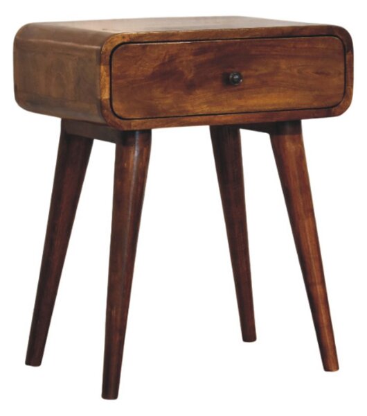 Solid Wood Avora Bedside Table with Drawer and Nordic Legs, Durable Hand‑Finished Desk Ideal for Bedroom, 35L x 45W x 57H cm, Brown Aosom UK