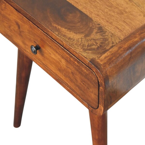 Solid Wood Avora Bedside Table with Drawer and Nordic Legs, Durable Hand‑Finished Desk Ideal for Bedroom, 35L x 45W x 57H cm, Brown Aosom UK