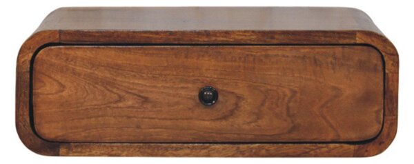 Solid Mango Wood Wall-Mounted Bedside Table with Drawer and Durable Space-Saving Construction, Desk for Bedroom, 32L x 45W x 15H cm, Brown Aosom UK