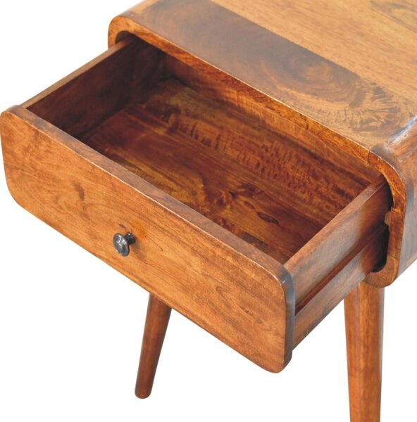 Solid Wood Avora Bedside Table with Drawer and Nordic Legs, Durable Hand‑Finished Desk Ideal for Bedroom, 35L x 45W x 57H cm, Brown Aosom UK