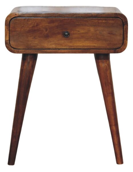 Solid Wood Avora Bedside Table with Drawer and Nordic Legs, Durable Hand‑Finished Desk Ideal for Bedroom, 35L x 45W x 57H cm, Brown Aosom UK