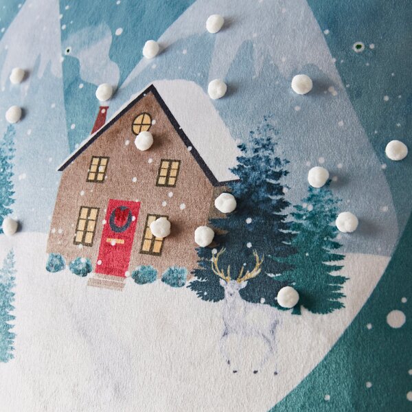 Catherine Lansfield Snow Place Like Home Pom-Pom Cushion