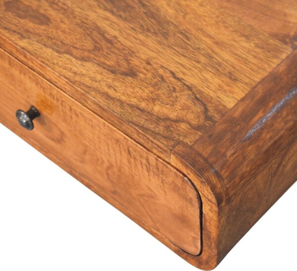 Solid Mango Wood Wall-Mounted Bedside Table with Drawer and Durable Space-Saving Construction, Desk for Bedroom, 32L x 45W x 15H cm, Brown Aosom UK