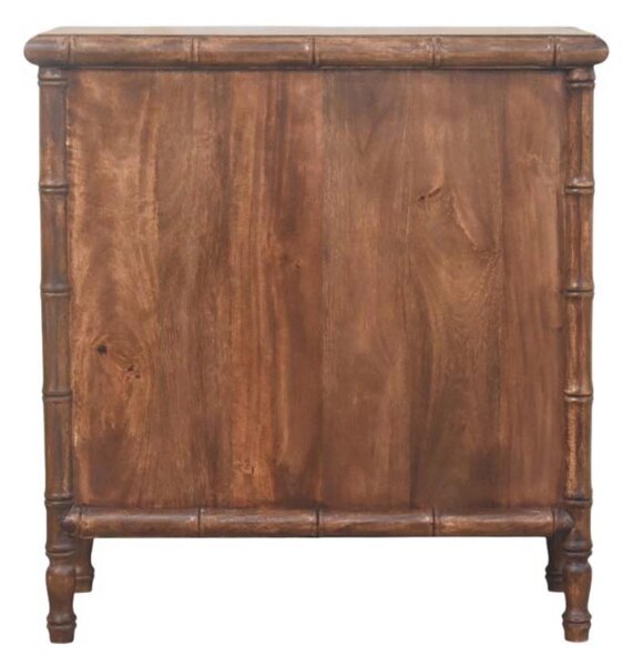 Solid Mango Wood 3-Drawer Chest with Turned Spindle Legs, Bedside Cabinet with Generous Organisation Drawers, 36L x 75W x 80H cm, Brown Aosom UK