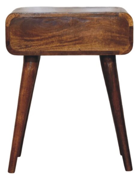 Solid Wood Avora Bedside Table with Drawer and Nordic Legs, Durable Hand‑Finished Desk Ideal for Bedroom, 35L x 45W x 57H cm, Brown Aosom UK