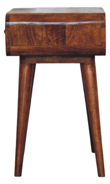 Solid Wood Avora Bedside Table with Drawer and Nordic Legs, Durable Hand‑Finished Desk Ideal for Bedroom, 35L x 45W x 57H cm, Brown Aosom UK