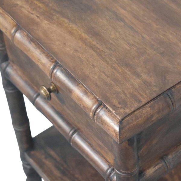 Solid Mango Wood Bedside Table with Drawer and Open Slot, Bedside Cabinet with Hand-Finished Construction, 36L x 45W x 60H cm, Brown Aosom UK