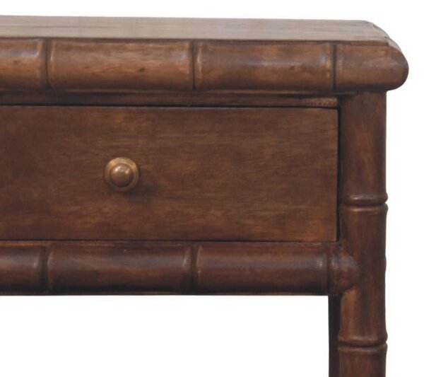 Solid Mango Wood Bedside Table with Drawer and Open Slot, Bedside Cabinet with Hand-Finished Construction, 36L x 45W x 60H cm, Brown Aosom UK