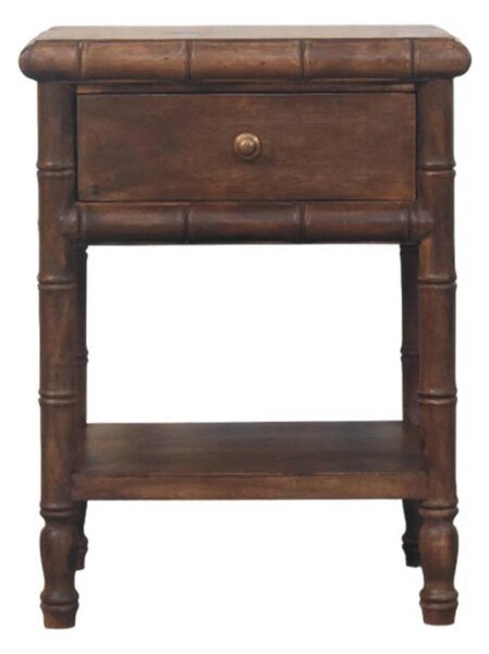 Solid Mango Wood Bedside Table with Drawer and Open Slot, Bedside Cabinet with Hand-Finished Construction, 36L x 45W x 60H cm, Brown Aosom UK