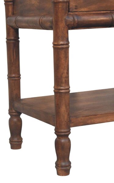 Solid Mango Wood Bedside Table with Drawer and Open Slot, Bedside Cabinet with Hand-Finished Construction, 36L x 45W x 60H cm, Brown Aosom UK
