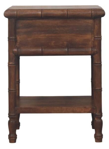 Solid Mango Wood Bedside Table with Drawer and Open Slot, Bedside Cabinet with Hand-Finished Construction, 36L x 45W x 60H cm, Brown Aosom UK