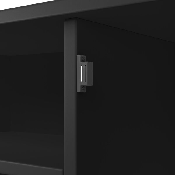 Tall Kitchen Cabinet with 4 Doors & 2 Smooth-Glide Drawers and Adjustable Shelves, Sideboard with Wine Racks, 120L x 40W x 188H cm, Black Aosom UK