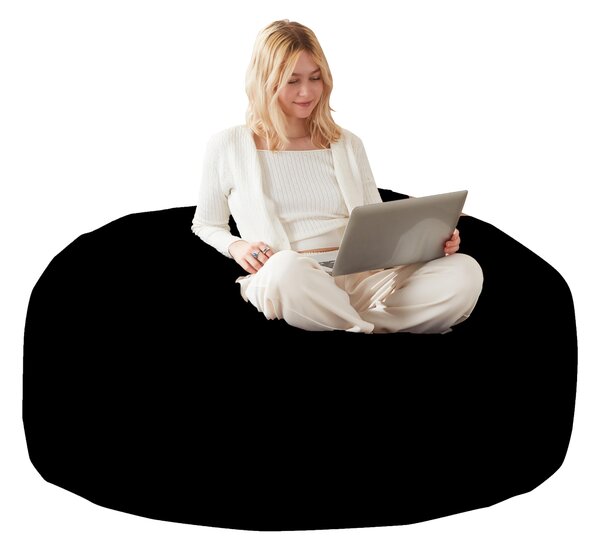 4-Foot Medium Bean Bag Sofa Chair with Eco‑Friendly Bead Filling, Washable Cover, Reading Lounger for Adults, 100L x 100W x 50H cm, Black Aosom UK