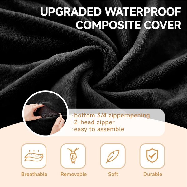 4-Foot Medium Bean Bag Sofa Chair with Eco‑Friendly Bead Filling, Washable Cover, Reading Lounger for Adults, 100L x 100W x 50H cm, Black Aosom UK